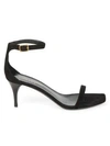 Saint Laurent Lexi Ankle-strap Suede Sandals In Nero