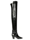 SAINT LAURENT Sun Over-The-Knee Croc-Embossed Leather Boots