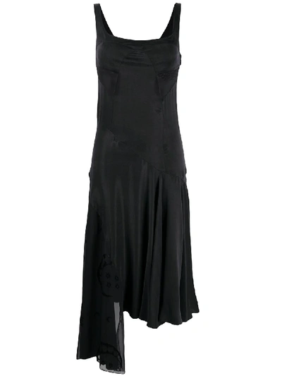 Marine Serre Asymmetric Strappy Dress In Black