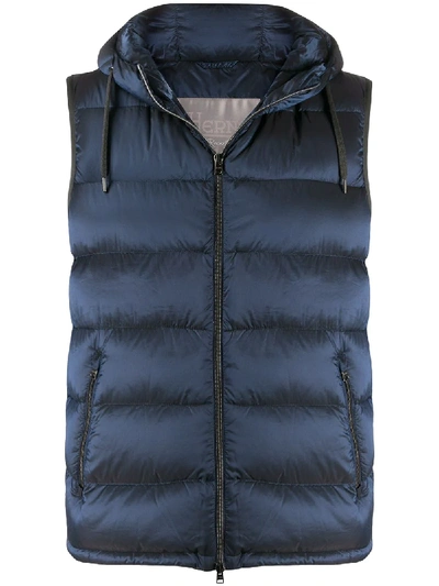 Herno Iridescent Padded Waistcoat In Blue