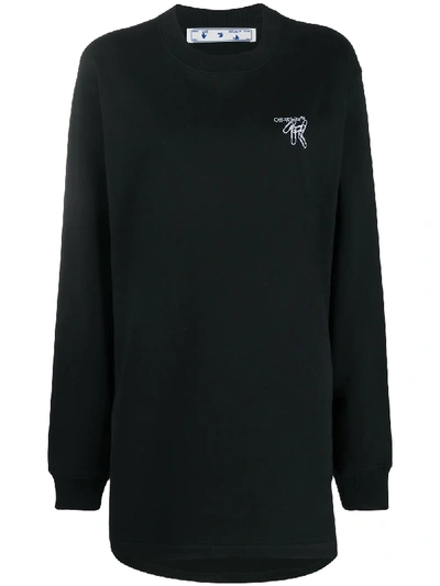 Off-white Paper Clip Arrows Motif Sweatshirt Dress In Black