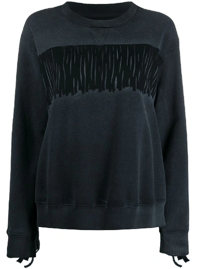 Mm6 Maison Margiela Fringed Sweatshirt In Black