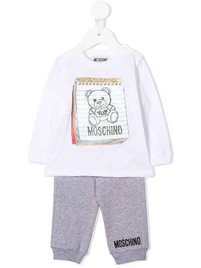 Moschino Babies' Long-sleeve Tracksuit Set In White