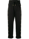 BALMAIN EMBOSSED-BUTTONS DRAWSTRING TROUSERS
