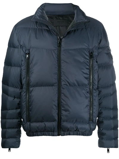 Prada Padded Down Jacket In Blau