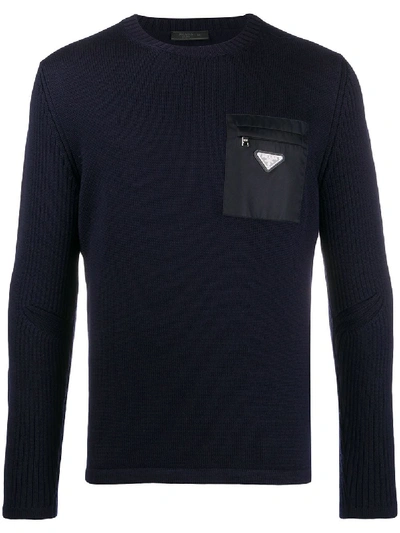 Prada Patch Pocket Jumper In Blau