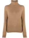 Saint Laurent Turtleneck Wool Sweater In Neutrals