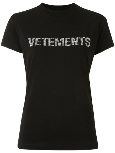 Vetements Rhinestone Tight T Shirt In Black