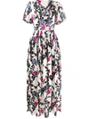 La Doublej Persephone Floral-print Silk Maxi Dress In White