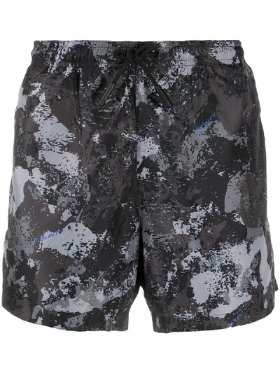 Marcelo Burlon County Of Milan Splatter Effect Swimming Shorts In Grey