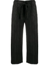 ISSEY MIYAKE MICRO-PLEATED BELTED CROPPED TROUSERS