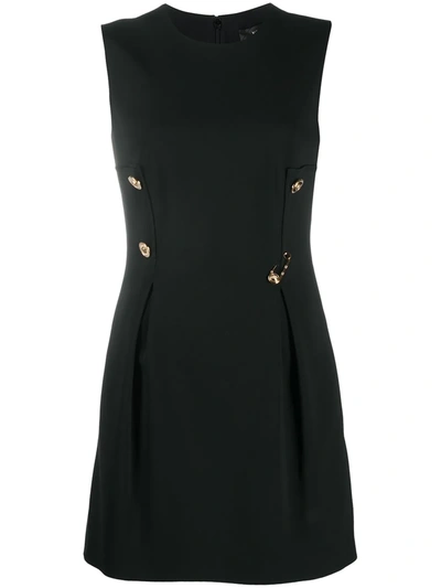 Versace Safety Pin Detail Mini Dress In Black,gold