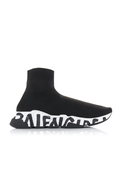 Balenciaga 30毫米“speed Graffiti Soul”针织运动鞋 In Black,white