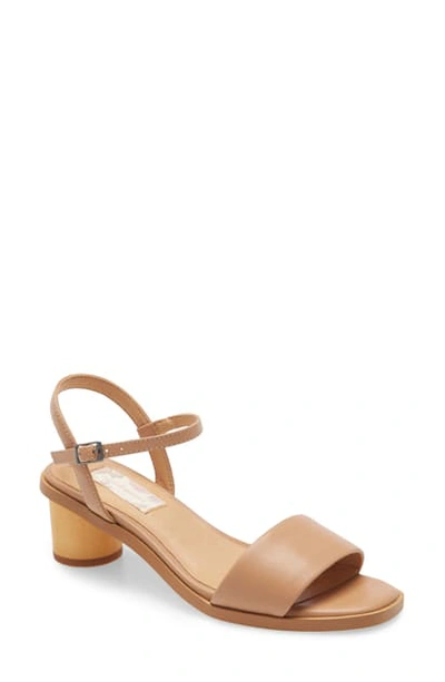 Band Of Gypsies Topanga Column Heel Sandal In Beige Vegan Leather