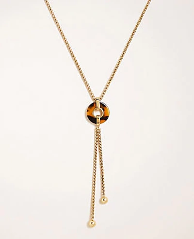 Ann Taylor Tortoiseshell Print Circle Pendant Necklace In Gold