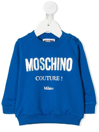 Moschino Babies' Logo Print Sweatshirt In Blue