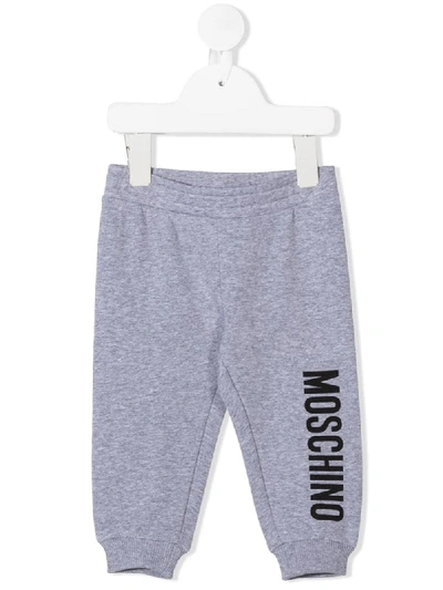 Moschino Babies' Logo-print Tracksuit Bottoms In Grey