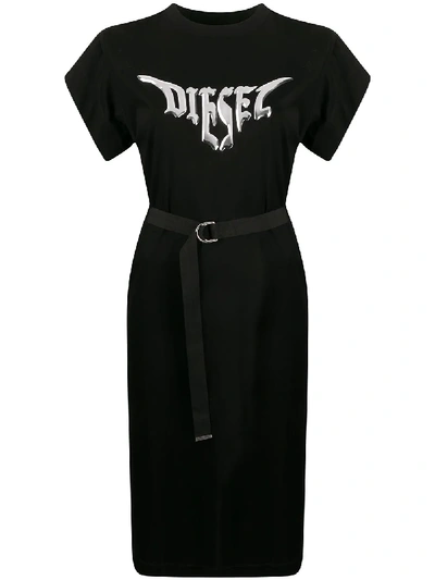 Diesel Logo T-shirt Dress In Black