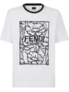 FENDI FLORAL-PRINT LOGO T-SHIRT