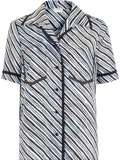 Fendi Diagonal-stripe Short-sleeve Shirt In Blue