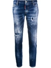 DSQUARED2 RIPPED DETAILING CROPPED JEANS