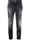 DSQUARED2 RIPPED DETAILING CROPPED JEANS