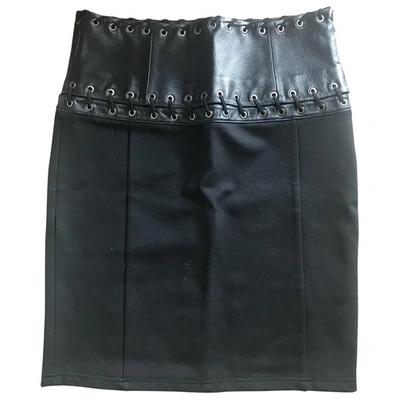 Pre-owned Pierre Balmain Leather Mini Skirt In Black