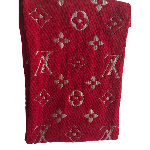 Pre-Owned Louis Vuitton Logomania Red Wool Scarf | ModeSens