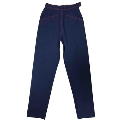 Pre-owned Saint Laurent Blue Cotton Trousers