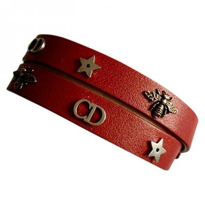 Pre-owned Dior Red Leather Bracelet