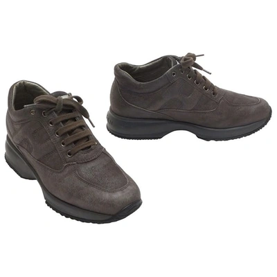 Pre-owned Hogan Leather Trainers In Anthracite