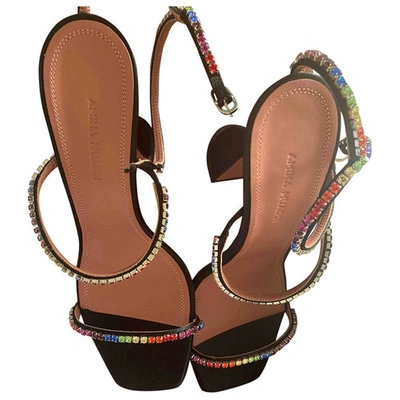Pre-owned Amina Muaddi Gilda Black Cloth Sandals