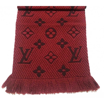Pre-owned Louis Vuitton Logomania Red Wool Scarf