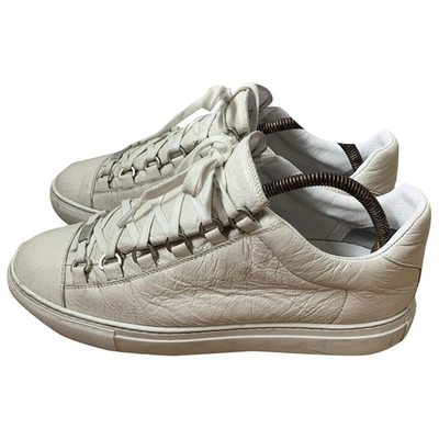 Pre-owned Balenciaga Arena White Leather Trainers