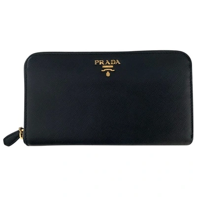 Pre-owned Prada Black Leather Wallet