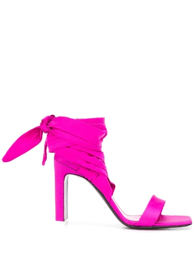 Attico Wraparound Ankle Tie Sandals In Pink