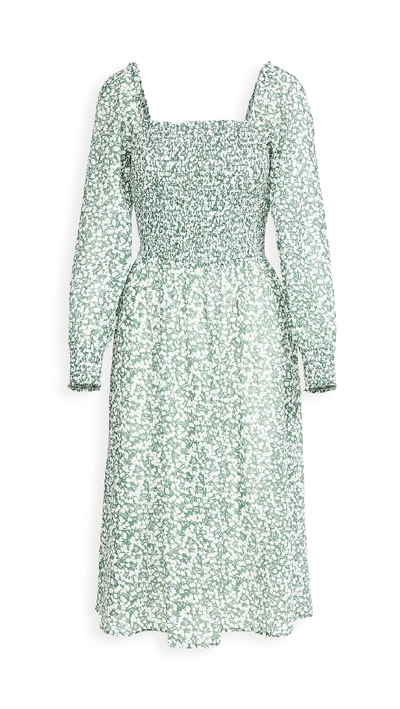 Birds Of Paradis Rowen Smocked Dress In Evergreen