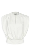 3.1 Phillip Lim Padded Shoulder French Terry Top In White