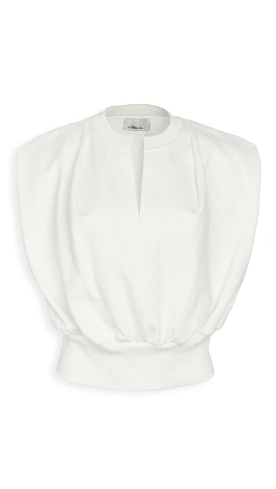 3.1 Phillip Lim Padded Shoulder French Terry Top In White