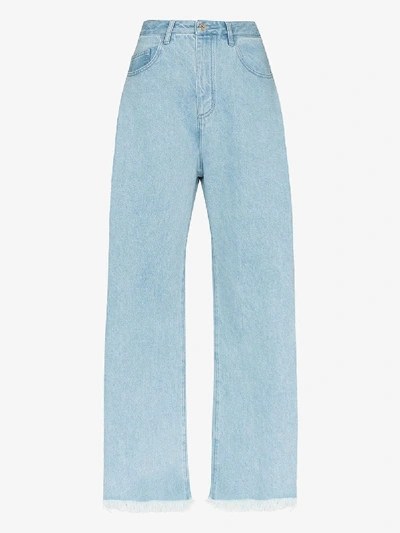 Marques' Almeida High Waist Cotton Denim Wide Leg Jeans In Blue