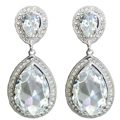Pre-owned Carlo Zini Crystal Drop Earrings In Not Applicable