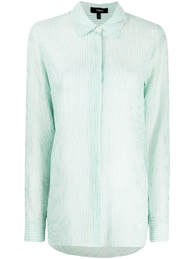 Theory Striped Shirt In Green