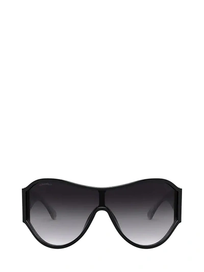 Pre-owned Chanel Shield Sunglasses In Black