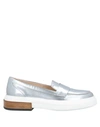 TOD'S TOD'S WOMAN LOAFERS SILVER SIZE 7.5 SOFT LEATHER