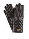 GUCCI GG MARMONT BLACK LEATHER GLOVES