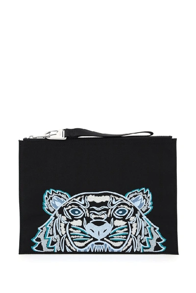 Kenzo Large Pouch With Logo In Black