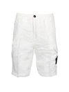 Stone Island Logo Patch Bermuda Shorts In White