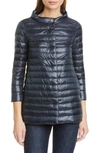 Herno Rossella Water Repellent High/low A-line Down Puffer Jacket In Navy