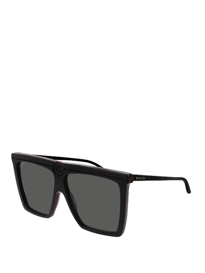 Gucci Gg0733s Logo Squared Acetate Sunglasses In Black,grey