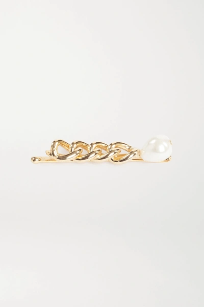 Rosantica Canasta Faux Pearl-embellished Hair Slide In Gold